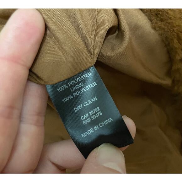 Rachel Zoe Brown Camel Faux Fur Mob‎ Wife Collared Coat Jacket Women's XS - Picture 4 of 6